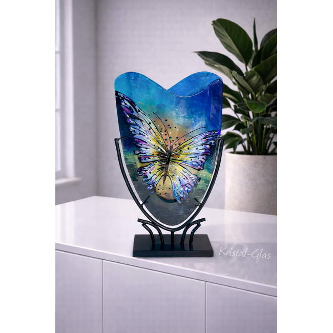 Schmetterlingsvase – farbenfrohes handgefertigtes Glaskunstobjekt mit eleganter Ausstrahlung