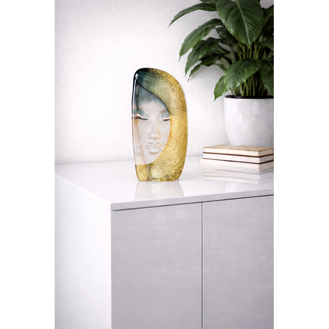 Mats Jonasson „Mystiqua Gold“ – Glaskunst-Skulptur
