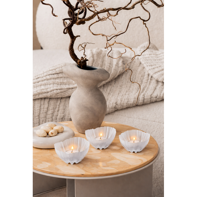 Teelichthalter-Set „Anemone“ weißes Kristallglas