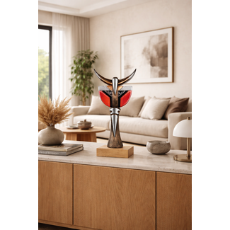 Mats Jonasson (Glaskunstenaar) Hero – Skulptur aus Stahl und reinem Kristall