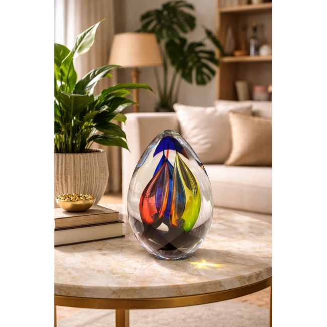 Drieklank – Glaskunstobject met drie kleuraccenten en harmonisch lichtspel