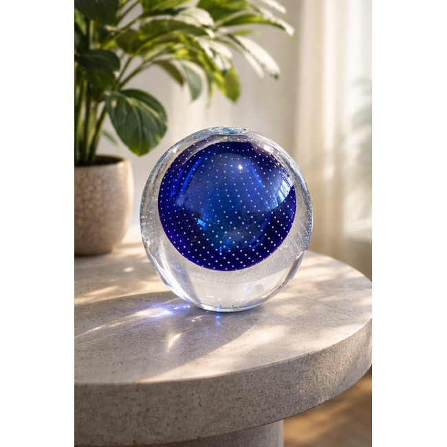 Leerdam glaskunst spijkerbol blauw