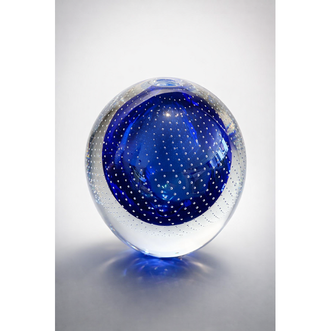 Leerdam glaskunst spijkerbol blauw