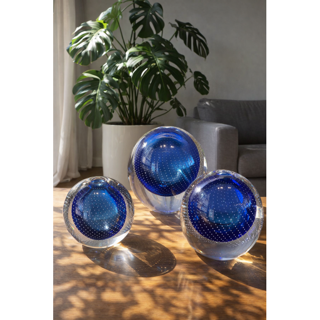 Leerdam glaskunst spijkerbol blauw