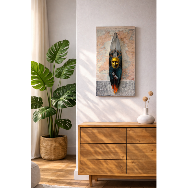 Destination Unknown – Limitiertes Wandobjekt mit goldenem Gesicht von Bertil Vallien für Kosta Boda (Auflage 60)