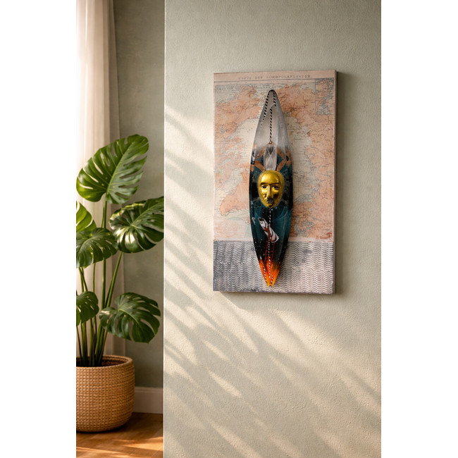 Destination Unknown – Gelimiteerd Wandobject met Gouden Gezicht van Bertil Vallien voor Kosta Boda (Oplage 60)