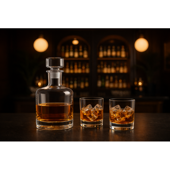 Göran Wärff Whisky karaf met 2 whisky glazen