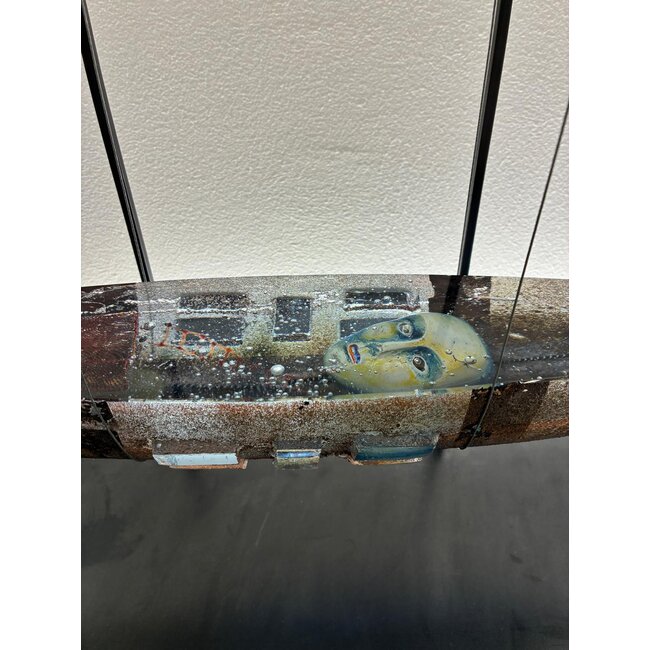 Bertil Vallien – Unieke Kristallen Boot in Metalen Frame – Kosta Boda