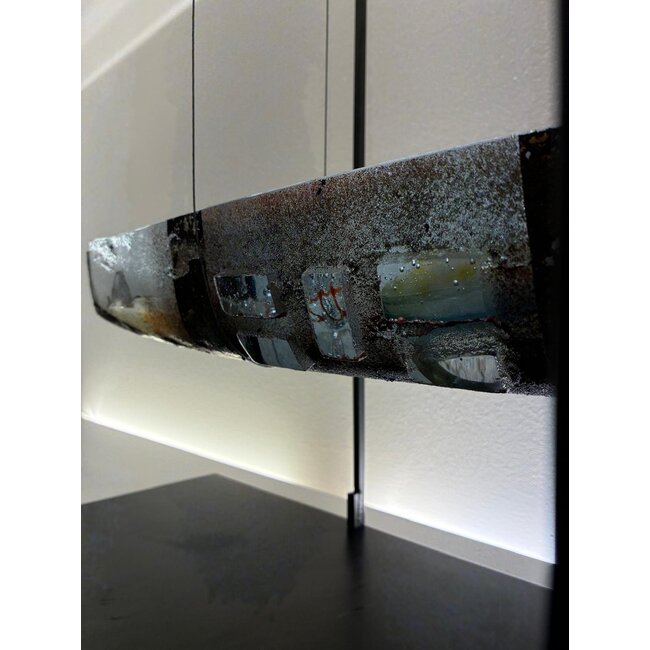 Bertil Vallien – Unieke Kristallen Boot in Metalen Frame – Kosta Boda