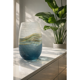 „Salziges Meer“ – mundgeblasene  Glasvase
