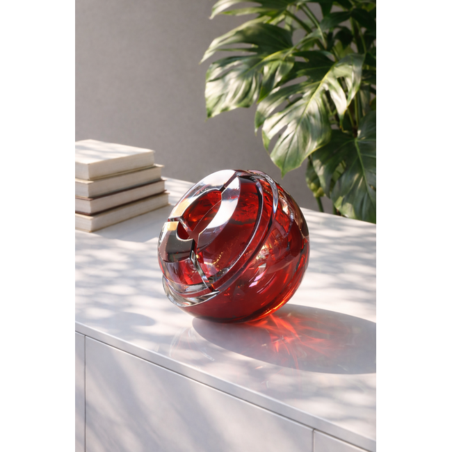 Kristallblume – Rubin | Glaskunst mit Blattgold