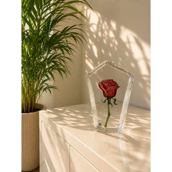 Rose im Kristall – Mats Jonasson Glaskunst