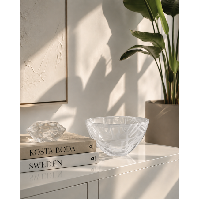 Kosta Boda Schale  - Contrast weiß
