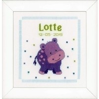 Borduurpakket geboorte Paarse nijlpaard 0150995