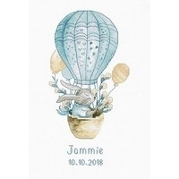 Geboortetegel Rabbit in a Flying Balloon b1150