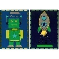 Borduurkaarten Robot en raket 2 st 0157038