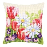 Vervaco Kruissteekkussen Lente bloemenveld 0163859