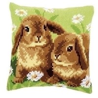 Vervaco borduurkussen twee konijnen 0162709