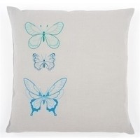 Borduurkussen 3 vlinders in blauwe tinten 0157407