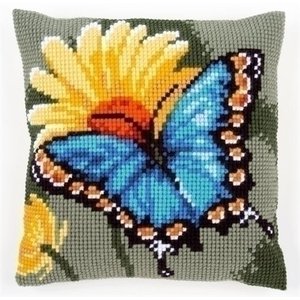 Vervaco Kruissteekkussen Vlinder op gele bloem 0156041 Vervaco Kruissteekkussen Vlinder op gele bloem 0156041