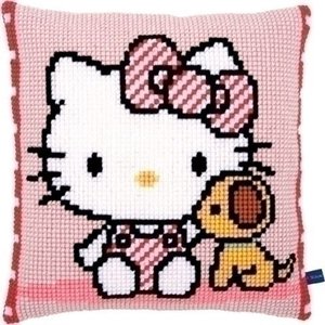 Vervaco Borduurkussen Hello Kitty met hondje 0155877