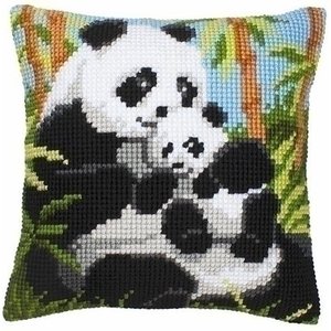 Vervaco Kruissteekkussen Panda met jong 0008513