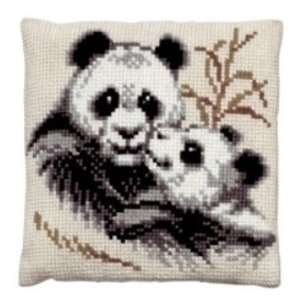 Pako Pako kruissteekkussen Panda met jong 003.091 Pako Pako kruissteekkussen Panda met jong 003.091