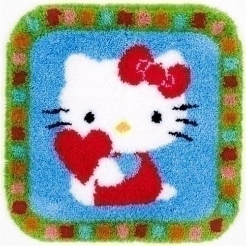 Vervaco Smyrna knoopkleed Hello Kitty met hartje 0153808
