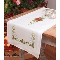 Bedrukte tafelloper kerstster 0013262