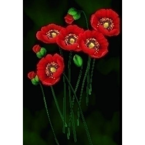 Needleart Needleart Red Poppies on Black 650.011