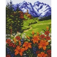 Pixelhobby Patroon 809125 Berg met Bloemen