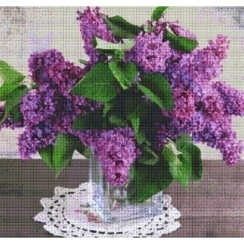 PixelHobby Pixelhobby patroon 830023 Vaas met paarse bloemen