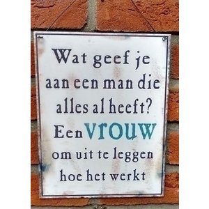 Tekstbord metaal Vrouw Tekstbord metaal Vrouw