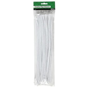 Creotime Chenille draad wit 6 mm x 30 cm 20 stuks