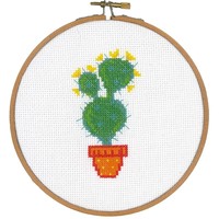Telpakket met borduurring Cactus en gele bloem 0155973