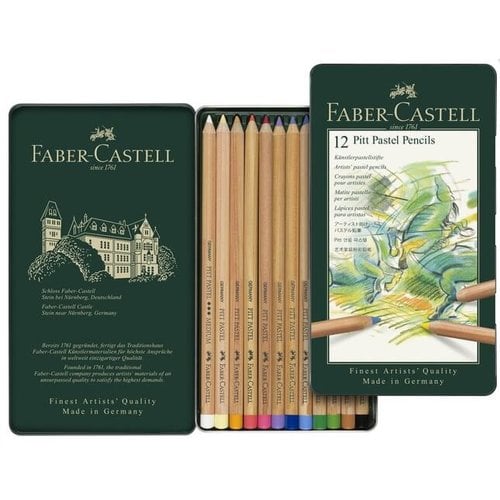 Faber Castell Pastelpotlood Faber-Castell Pitt metalen etui a 12 stuks