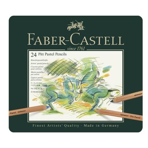 Faber Castell Pastelpotlood Faber-Castell Pitt metalen etui a 24 stuks