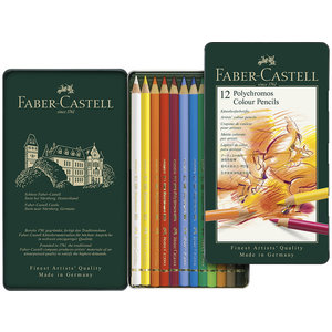 Faber Castell Kleurpotlood Polychromos 3,8 mm kerndikte etui à 12 stuks