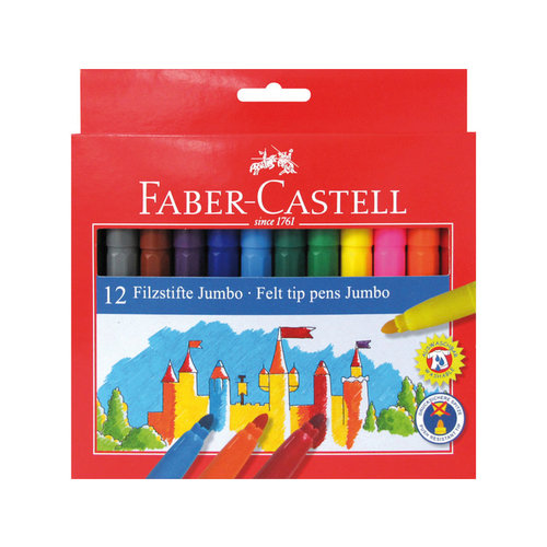 Faber Castell viltstiften Faber Castell Jumbo 12 stuks karton etui