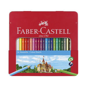 Faber Castell Kleurpotlood Faber-Castell Castle zeskantig metalen etui met 24 stuks