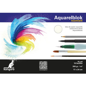 Kangaro Blok aquarelpapier Kangaro 24x17cm 300 gram 16 vel roomwit Kangaro Blok aquarelpapier Kangaro 24x17cm 300 gram 16 vel roomwit