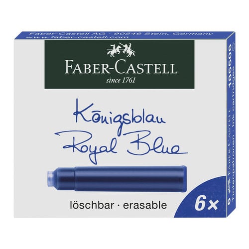 Faber Castell inktpatronen Faber-Castell blauw doosje a 6 stuks