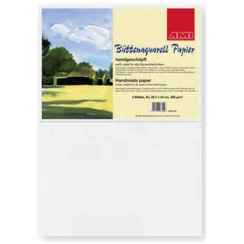 Handgeschept aquarelpapier 250 gram A3, 3 vellen