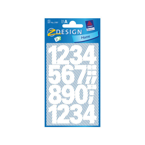 Cijferetiket Z-design Home pakje a 2 vel watervast wit 25 mm
