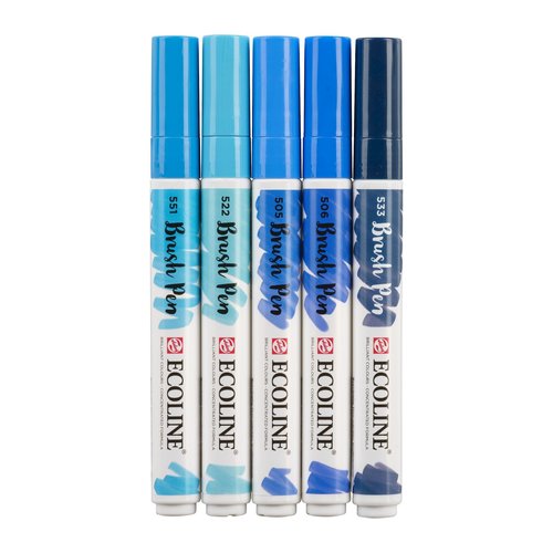 Ecoline Ecoline Set van 5 Brush Pens -  Blauw