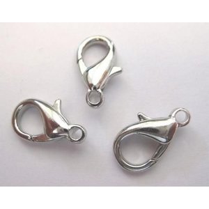 Hobby & Crafting Fun Karabiner sluiting zilverkleur 15 mm 3 stuks