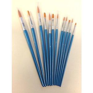 Hobby & Crafting Fun Penselenset 12 stuks rond en plat Hobby & Crafting Fun Penselenset 12 stuks rond en plat