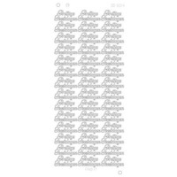 Stickervel Prettige Feestdagen klein zilver