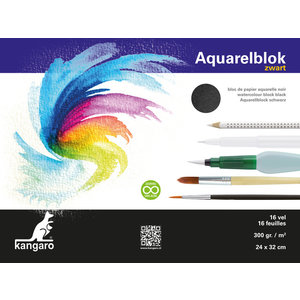 Kangaro Aquarelpapier Kangaro 32x24cm 300 gram 16 vel zwart