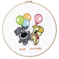 Borduurpakket Woezel & Pip kids geboorte met ballonnen271.05